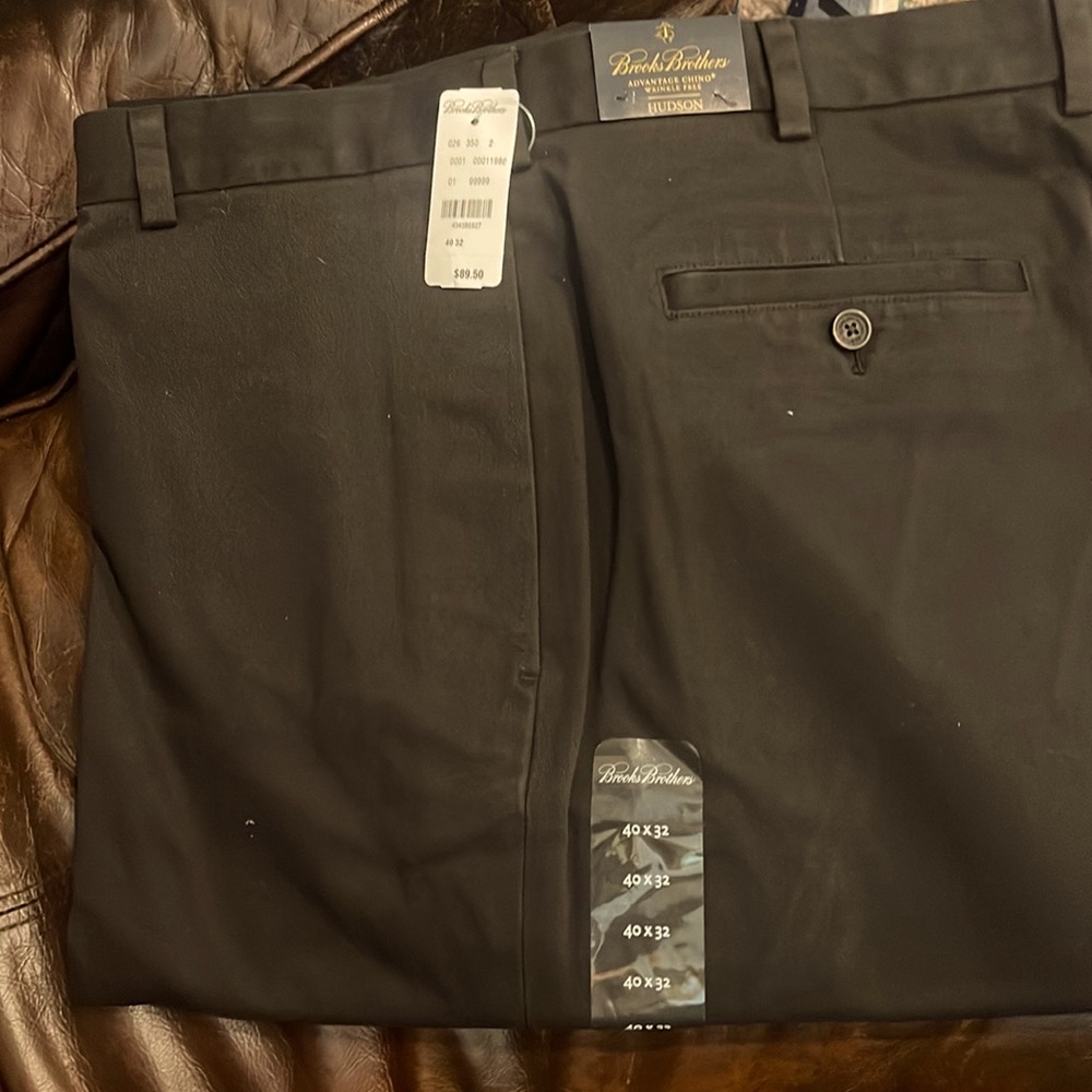 NWT Brooks Brothers Hudson Pant Navy/Tan/Blk 40W 32L Advantage Chino NON Wrinkle